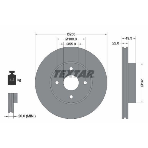 TEXTAR Bremsscheibe 92226300