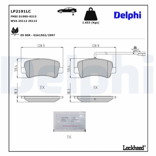 DELPHI Bremsbelagsatz, Scheibenbremse LP2191LC