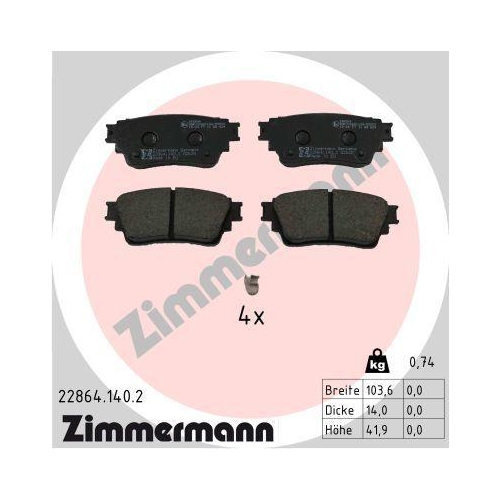 ZIMMERMANN Bremsbelagsatz, Scheibenbremse 22864.140.2