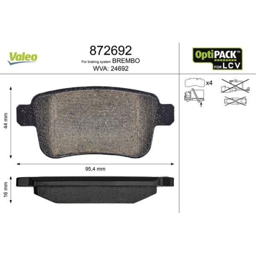 VALEO Bremsbelagsatz, Scheibenbremse OPTIPACK for LCV 872692