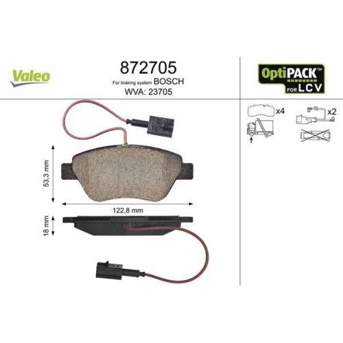 VALEO Bremsbelagsatz, Scheibenbremse OPTIPACK for LCV 872705