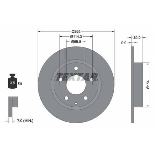 TEXTAR Bremsscheibe PRO 92267703