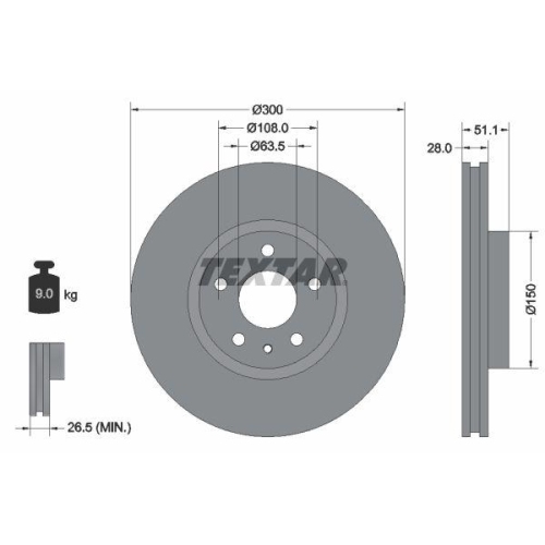 TEXTAR Bremsscheibe PRO 92268603