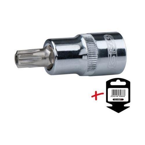 1/2 Zoll CHROMEplus Bit-Stecknuss Torx mit StirnlochbohrungTB25 H&auml;nger KS TOOLS