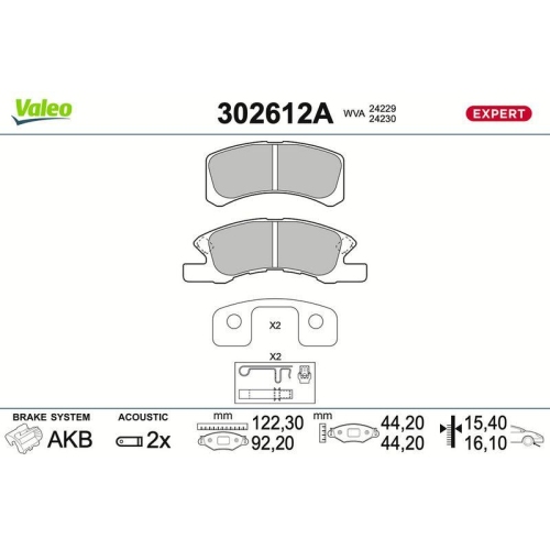 VALEO Bremsbelagsatz, Scheibenbremse EXPERT 302612A