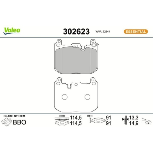 VALEO Bremsbelagsatz, Scheibenbremse ESSENTIAL 302623