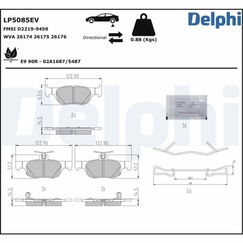 DELPHI Bremsbelagsatz, Scheibenbremse LP5085EV