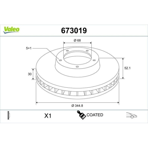 VALEO Bremsscheibe COATED 673019
