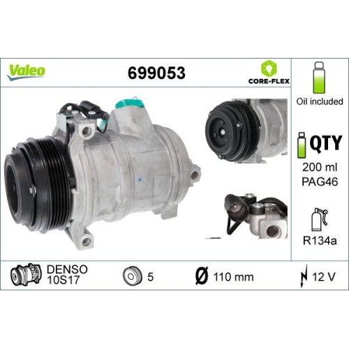 VALEO Kompressor, Klimaanlage VALEO CORE-FLEX 699053