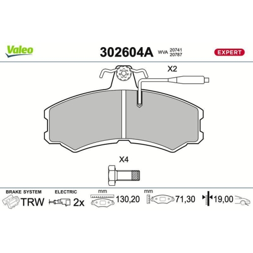 VALEO Bremsbelagsatz, Scheibenbremse EXPERT 302604A
