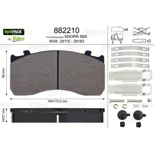 VALEO Bremsbelagsatz, Scheibenbremse OPTIPACK 882210