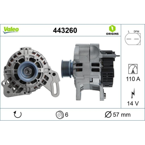 VALEO Generator VALEO ORIGINS - NEW O.E. TECHNOLOGIE 443260