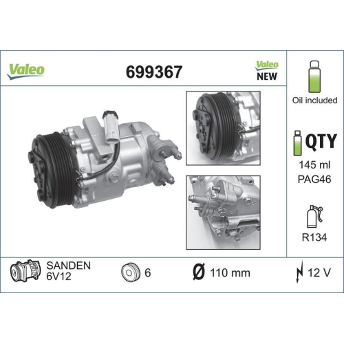 VALEO Kompressor, Klimaanlage VALEO CORE-FLEX 699367
