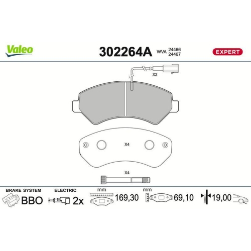 VALEO Bremsbelagsatz, Scheibenbremse EXPERT 302264A
