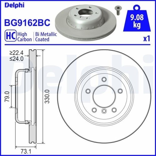 DELPHI Bremsscheibe BG9162BC