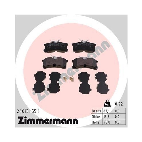 ZIMMERMANN Bremsbelagsatz, Scheibenbremse 24013.155.1