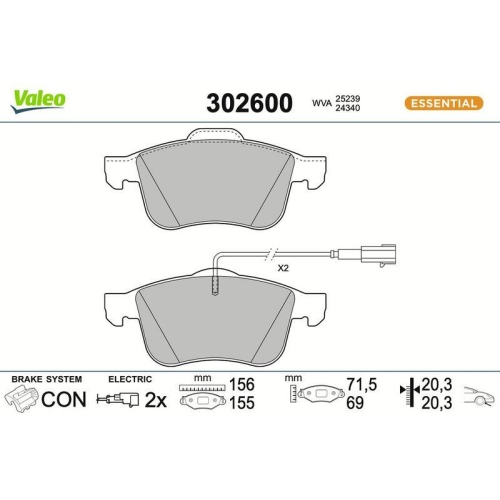 VALEO Bremsbelagsatz, Scheibenbremse ESSENTIAL 302600
