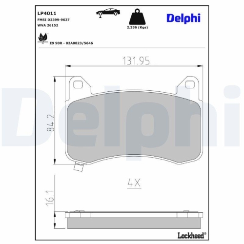 DELPHI Bremsbelagsatz, Scheibenbremse LP4011