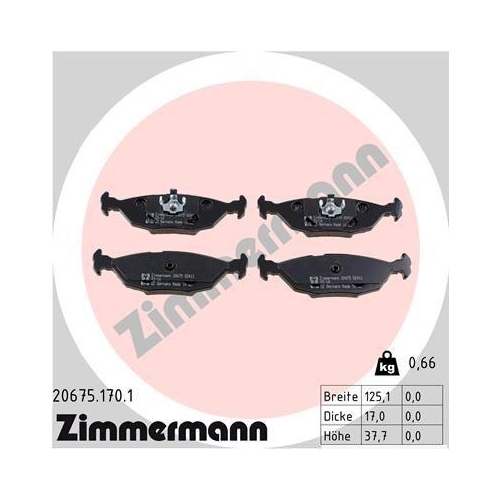 ZIMMERMANN Bremsbelagsatz, Scheibenbremse 20675.170.1