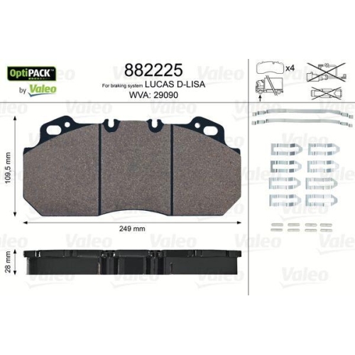VALEO Bremsbelagsatz, Scheibenbremse OPTIPACK 882225