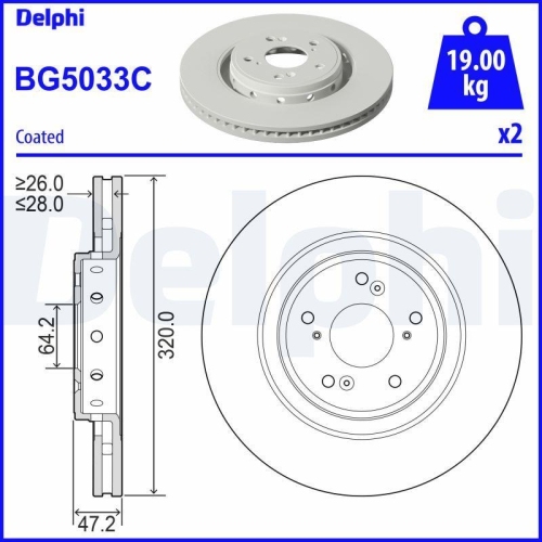 DELPHI Bremsscheibe BG5033C
