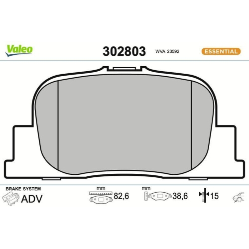 VALEO Bremsbelagsatz, Scheibenbremse ESSENTIAL 302803
