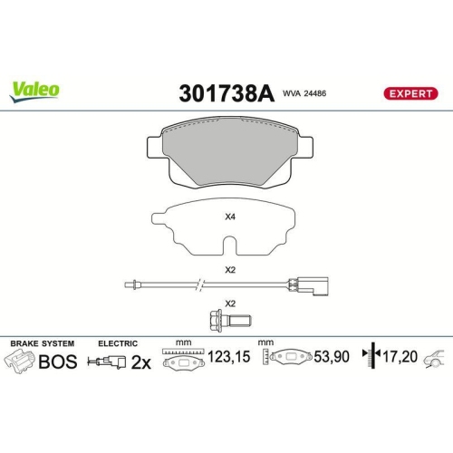 VALEO Bremsbelagsatz, Scheibenbremse EXPERT 301738A