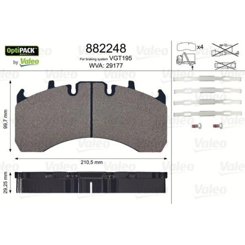 VALEO Bremsbelagsatz, Scheibenbremse OPTIPACK 882248