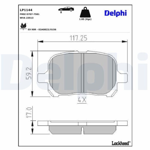 DELPHI Bremsbelagsatz, Scheibenbremse LP1144