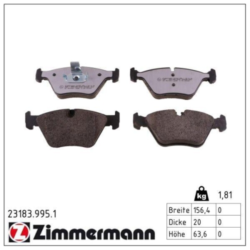 ZIMMERMANN Bremsbelagsatz, Scheibenbremse rd:z 23183.995.1
