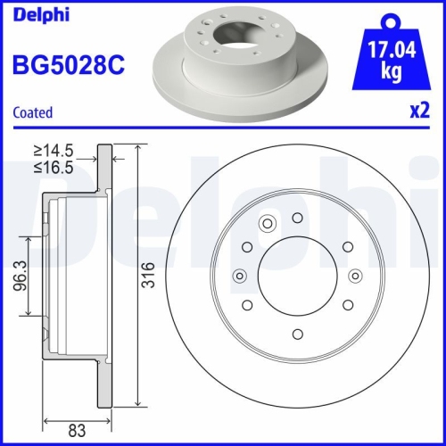 DELPHI Bremsscheibe BG5028C