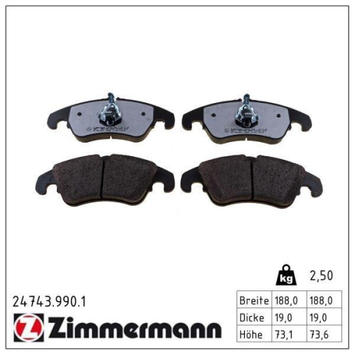 ZIMMERMANN Bremsbelagsatz, Scheibenbremse rd:z 24743.990.1