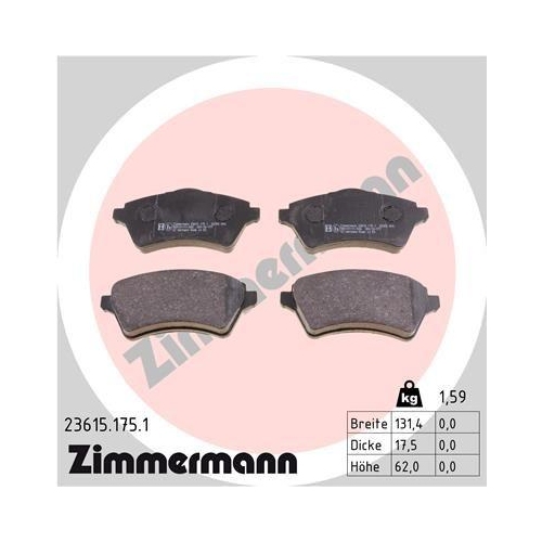 ZIMMERMANN Bremsbelagsatz, Scheibenbremse 23615.175.1