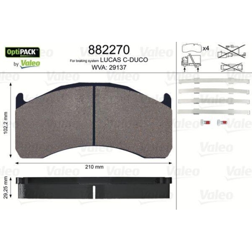 VALEO Bremsbelagsatz, Scheibenbremse OPTIPACK 882270
