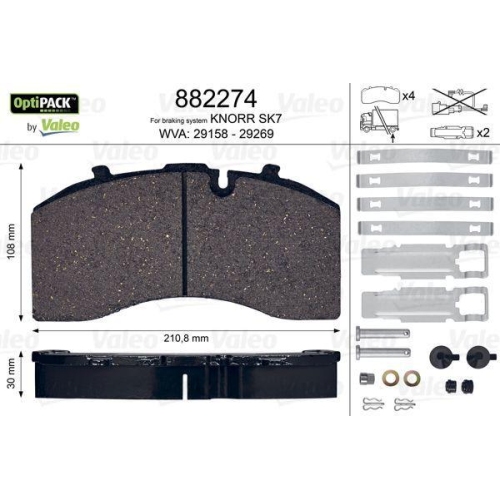 VALEO Bremsbelagsatz, Scheibenbremse OPTIPACK 882274