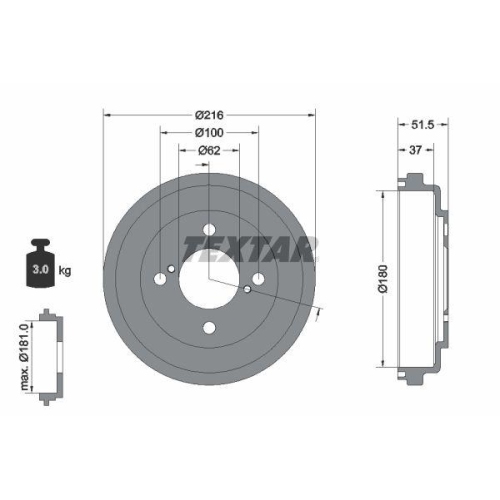 TEXTAR Bremstrommel 94049600