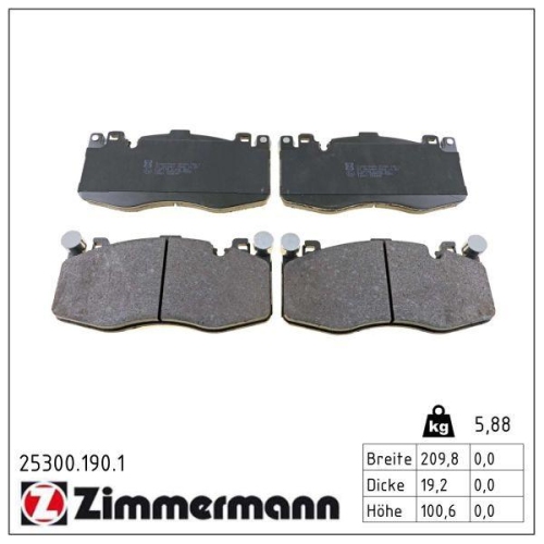 ZIMMERMANN Bremsbelagsatz, Scheibenbremse 25300.190.1
