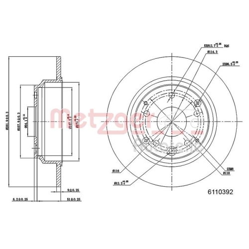 METZGER Bremsscheibe 6110392