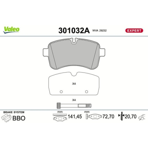 VALEO Bremsbelagsatz, Scheibenbremse EXPERT 301032A