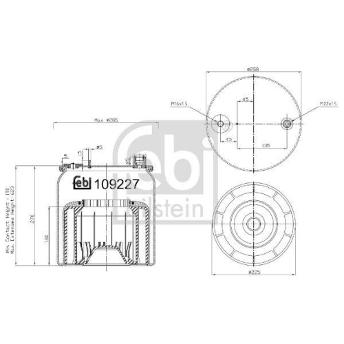 FEBI BILSTEIN Federbalg, Luftfederung 109227