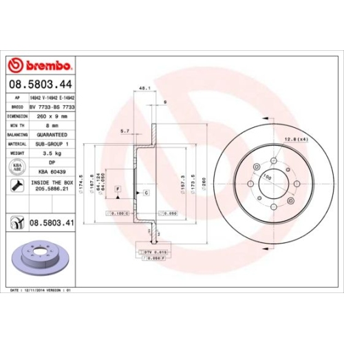 BREMBO Bremsscheibe PRIME LINE - UV Coated 08.5803.41