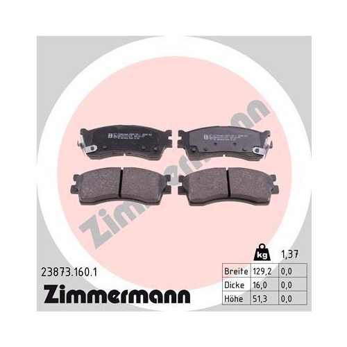 ZIMMERMANN Bremsbelagsatz, Scheibenbremse 23873.160.1