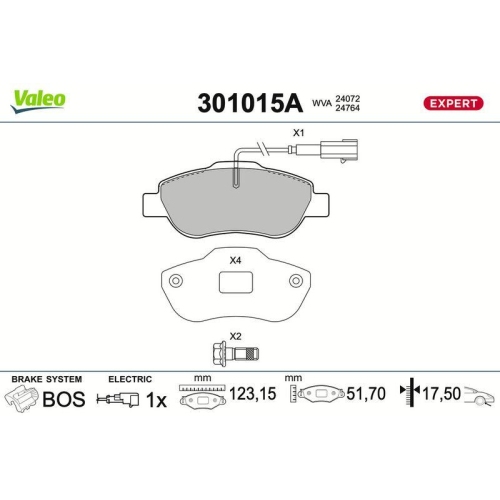 VALEO Bremsbelagsatz, Scheibenbremse EXPERT 301015A