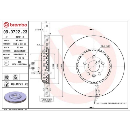 BREMBO Bremsscheibe PRIME LINE - Lightweight 09.D722.23