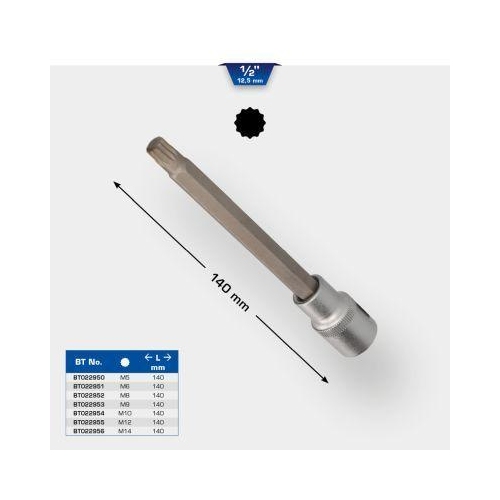 1/2 Zoll Vielzahn-Bit-Stecknuss, 140 mm lang, M14 BRILLIANT TOOLS BT022956