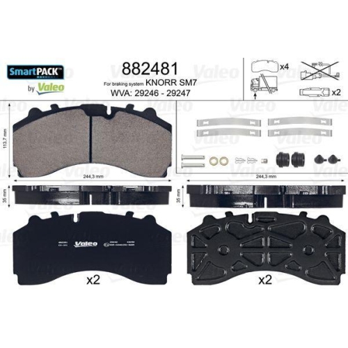 VALEO Bremsbelagsatz, Scheibenbremse SMARTPACK 882481
