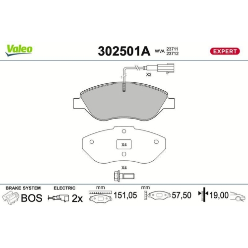 VALEO Bremsbelagsatz, Scheibenbremse EXPERT 302501A