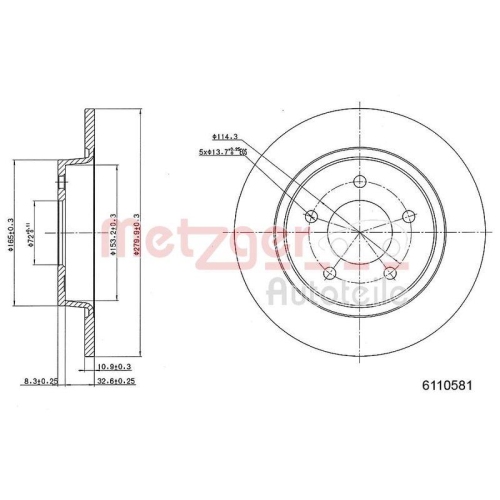 METZGER AUTOTEILE Bremsscheibe 6110581