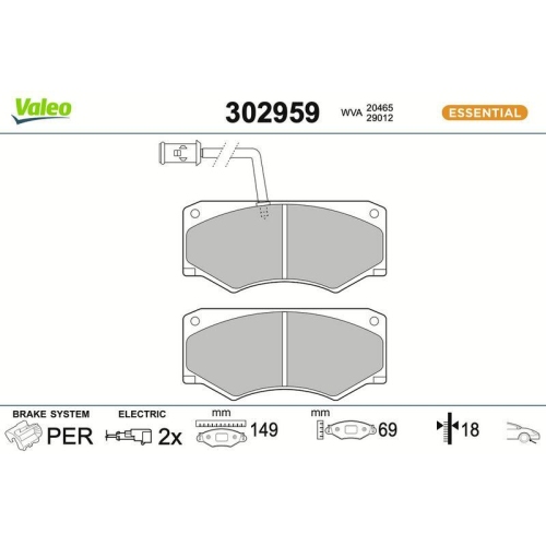 VALEO Bremsbelagsatz, Scheibenbremse ESSENTIAL 302959