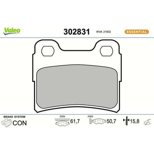 VALEO Bremsbelagsatz, Scheibenbremse ESSENTIAL 302831